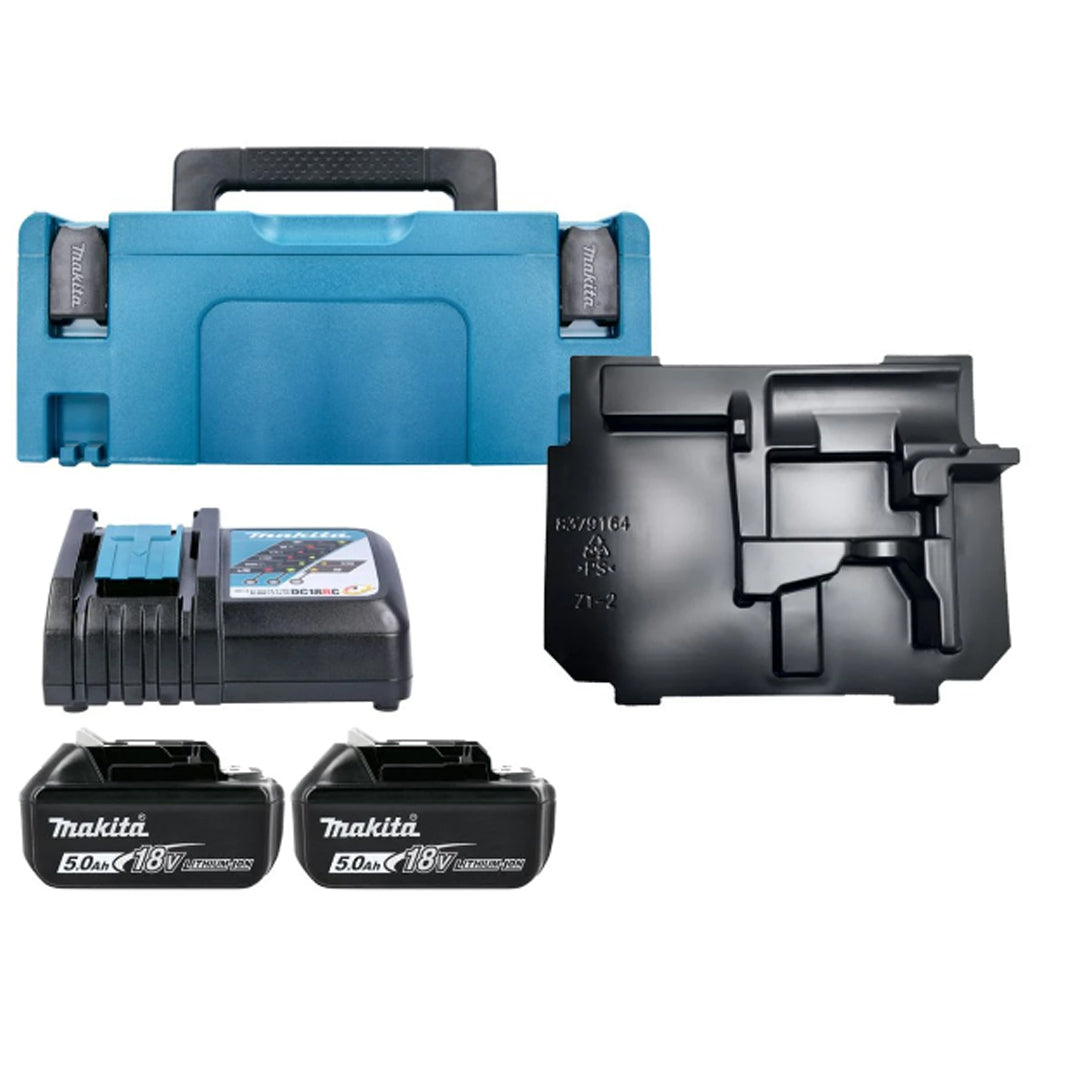 Makita BL1850 18V Li-Ion 5.0Ah Battery Pack (2-Pack) with DC18RC Charger and Carrying Case